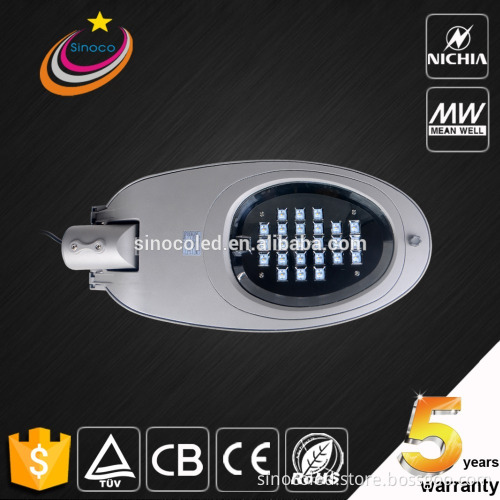TUV CB CE IK10 IEC62471 certified led street light 60w Nichia led Meanwell driver